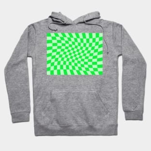 Twisted Checkered Square Pattern - Green Tones Hoodie